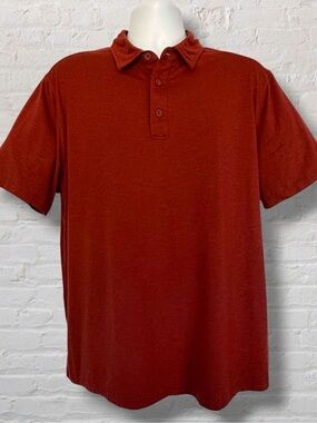 G.H. Bass Slub Jersey Polo Shirt Men’s L Red Stretch Performance Casual